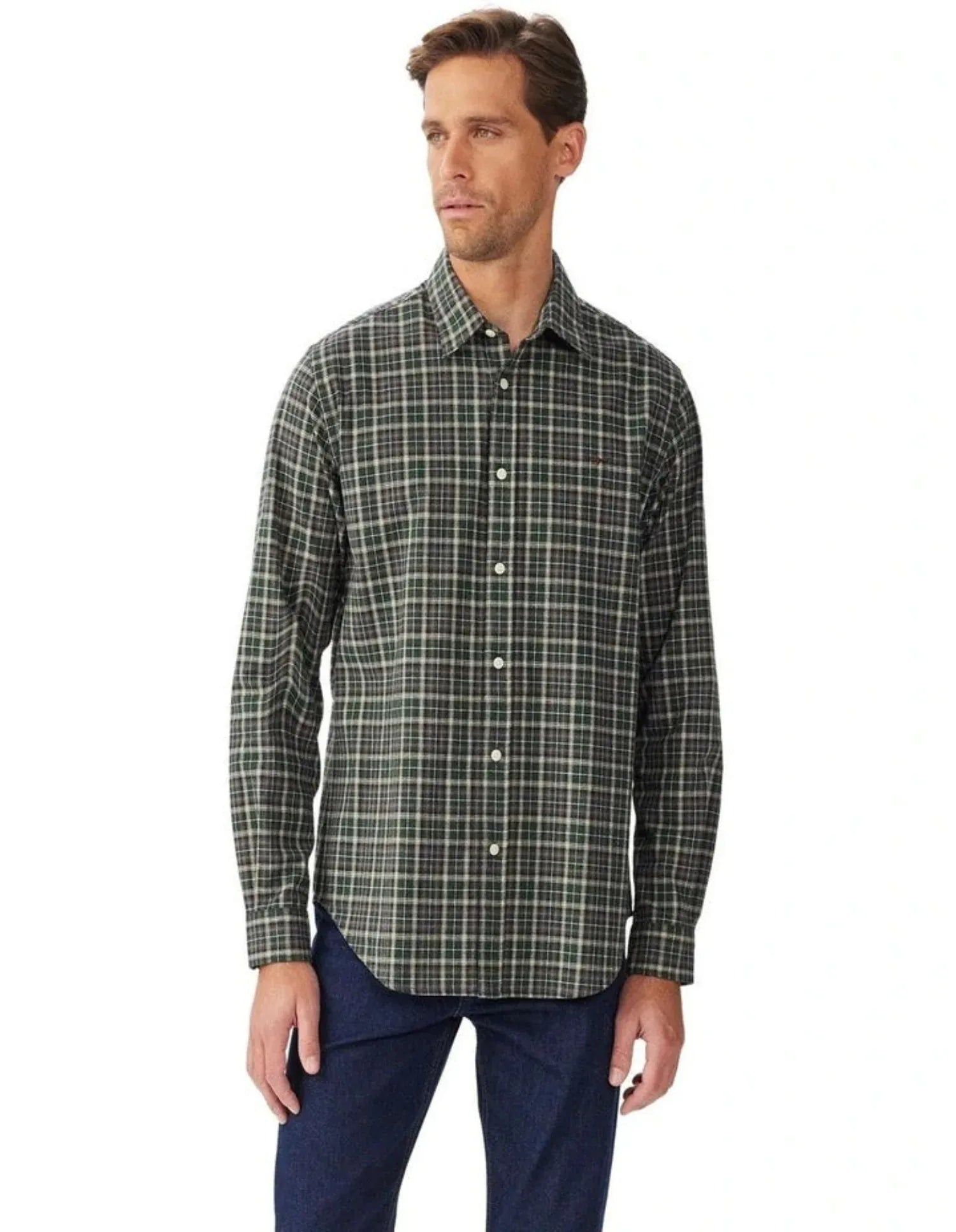 RM Williams Mens Shirts S / Pine/Cream/Red RM Williams Shirt Mens Lincoln Regular Oxford