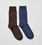 RM Williams Socks L 10-13 / Brown/Blue RM Williams Socks Mens Nelson Stripe