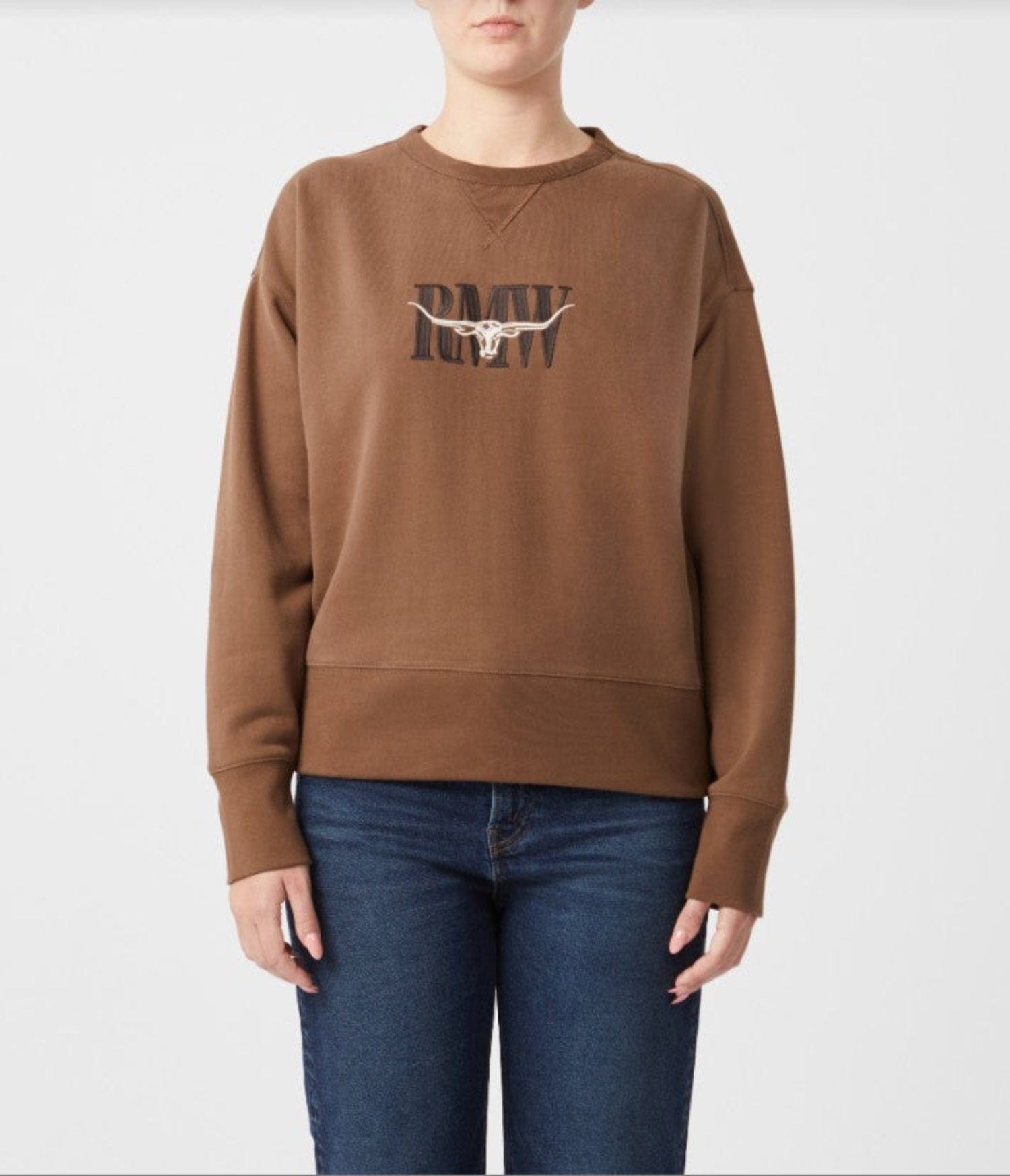RM Williams Womens Jumpers- Jackets - Vests XS / Brown Bark RM Williams Jumper Womens Heritage Crew