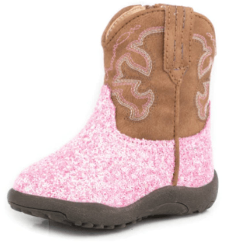 Roper Baby Cowkids INF 1 / Pink Glitter/Brown Roper Boots Infant Cowbaby Glitter Sparkle