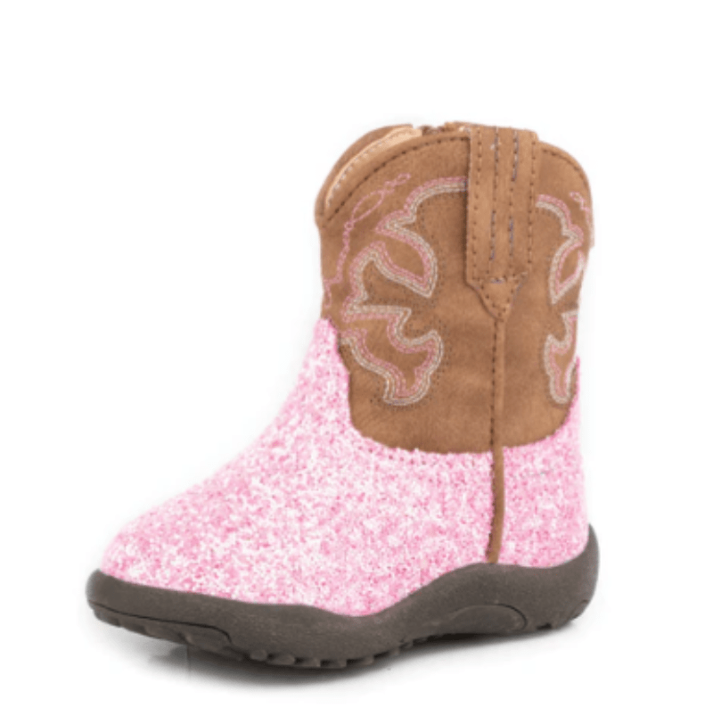 Roper Baby Cowkids INF 1 / Pink Glitter/Brown Roper Boots Infant Cowbaby Glitter Sparkle