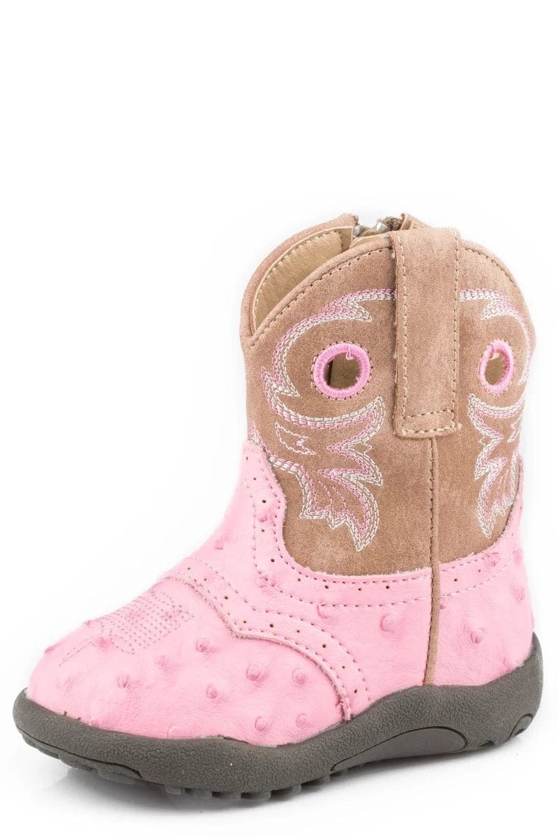Roper Baby Cowkids INF 1 / Pink Ostrich/Tan Roper Boots Cowbabies Daniela (09-016-1224-2215)