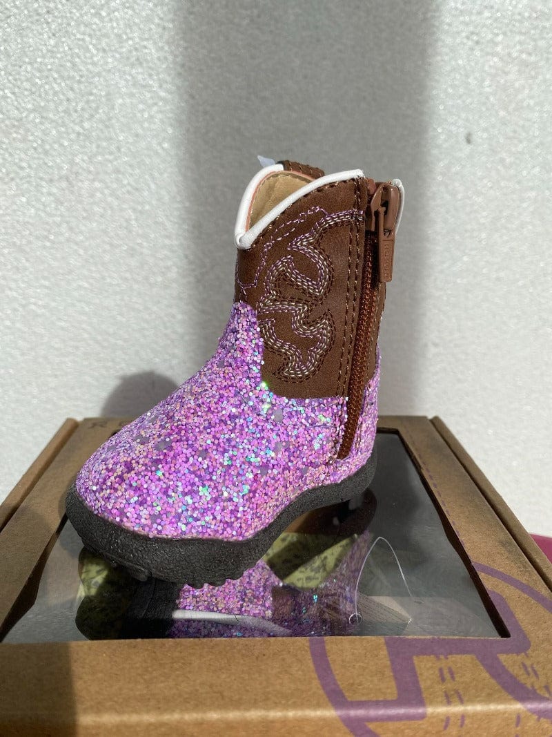 Roper Baby Cowkids INF 1 / Purple Glitter/Brown Roper Boots Cowbaby Glitter Blast