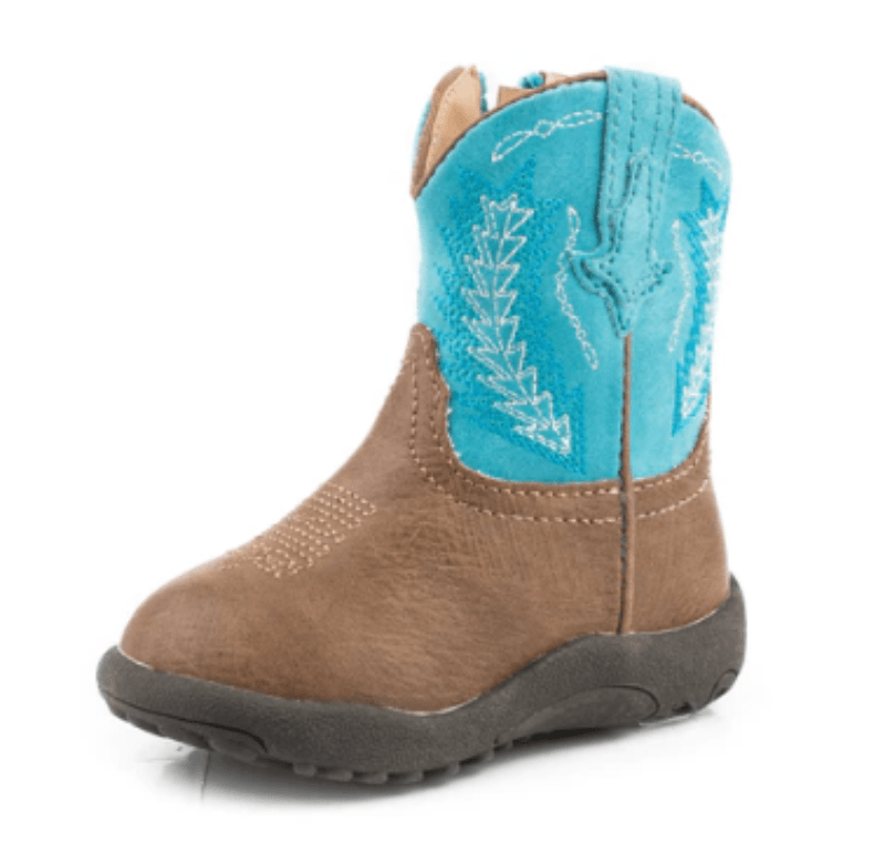 Roper Baby Cowkids INF 1 Roper Boots Infant Cowbaby Billy Tan/Turquoise