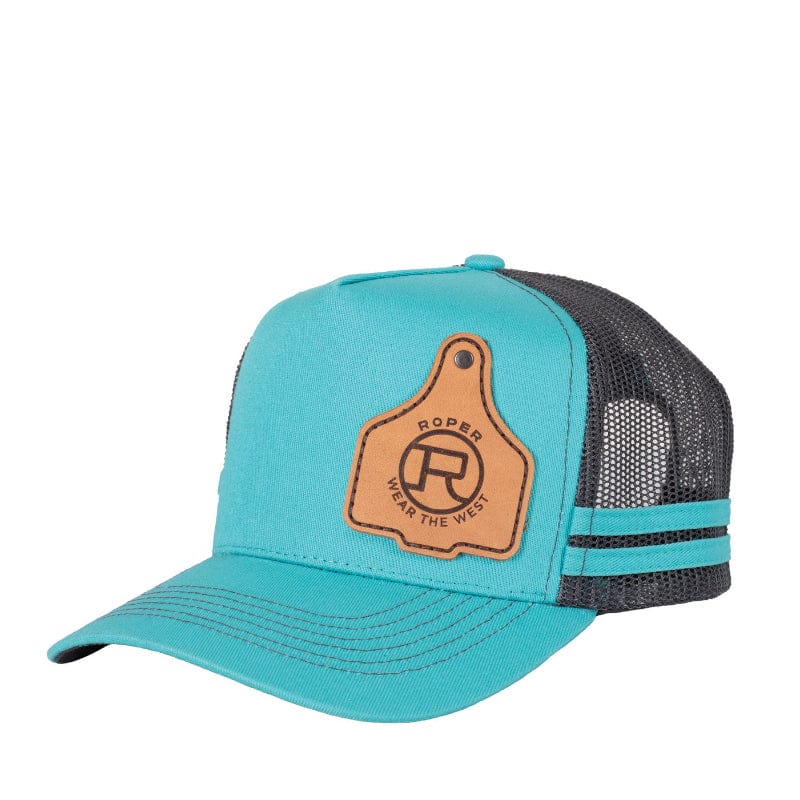 Roper Caps Teal Roper Cap Trucker Cattle Tag
