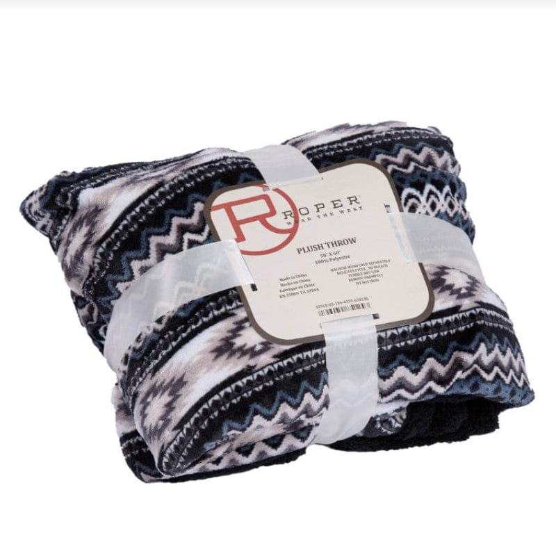 Roper Gifts - Homewares Black Roper Throw Blanket Aztec