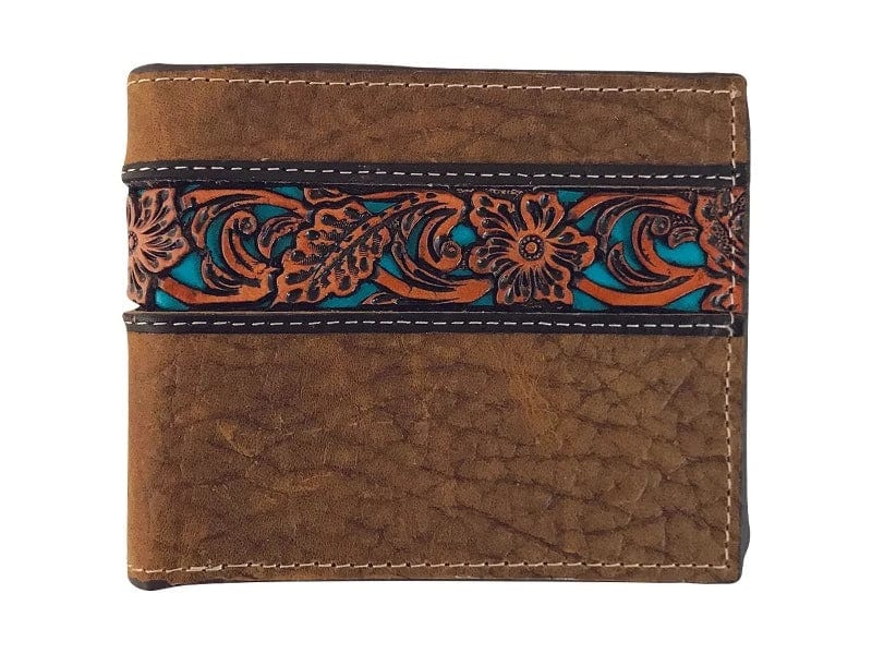 Roper Handbags & Wallets Roper Bi-Fold Wallet - Tooled Leather Tan 8150100