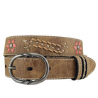 Roper Kids Belts S / Tan Roper Belt Girls Leather with Embroidered Flowers & Lacing
