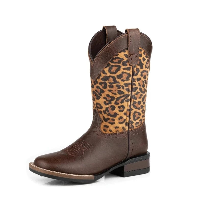 Roper Kids Boots & Shoes CH 7 / Brown Leather/Suede Leopard Roper Boots Big Kids Monterey Leopard