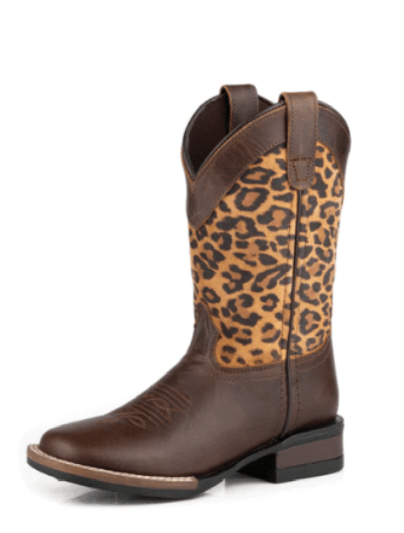 Roper Kids Boots & Shoes CH 9 / Brown/Suede Leopard Print Roper Boots Kids Monterey Leopard