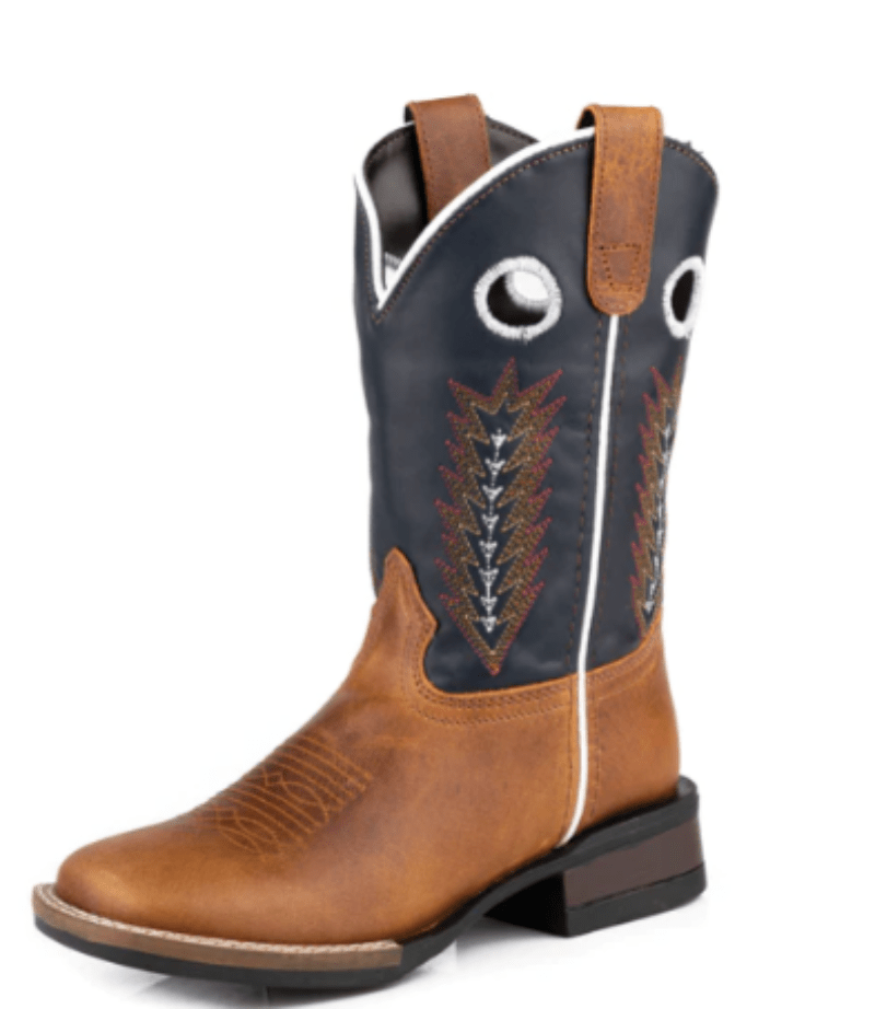 Roper Kids Boots & Shoes CH 9 / Tan Burnished/Navy Leather Roper Boots Kids James
