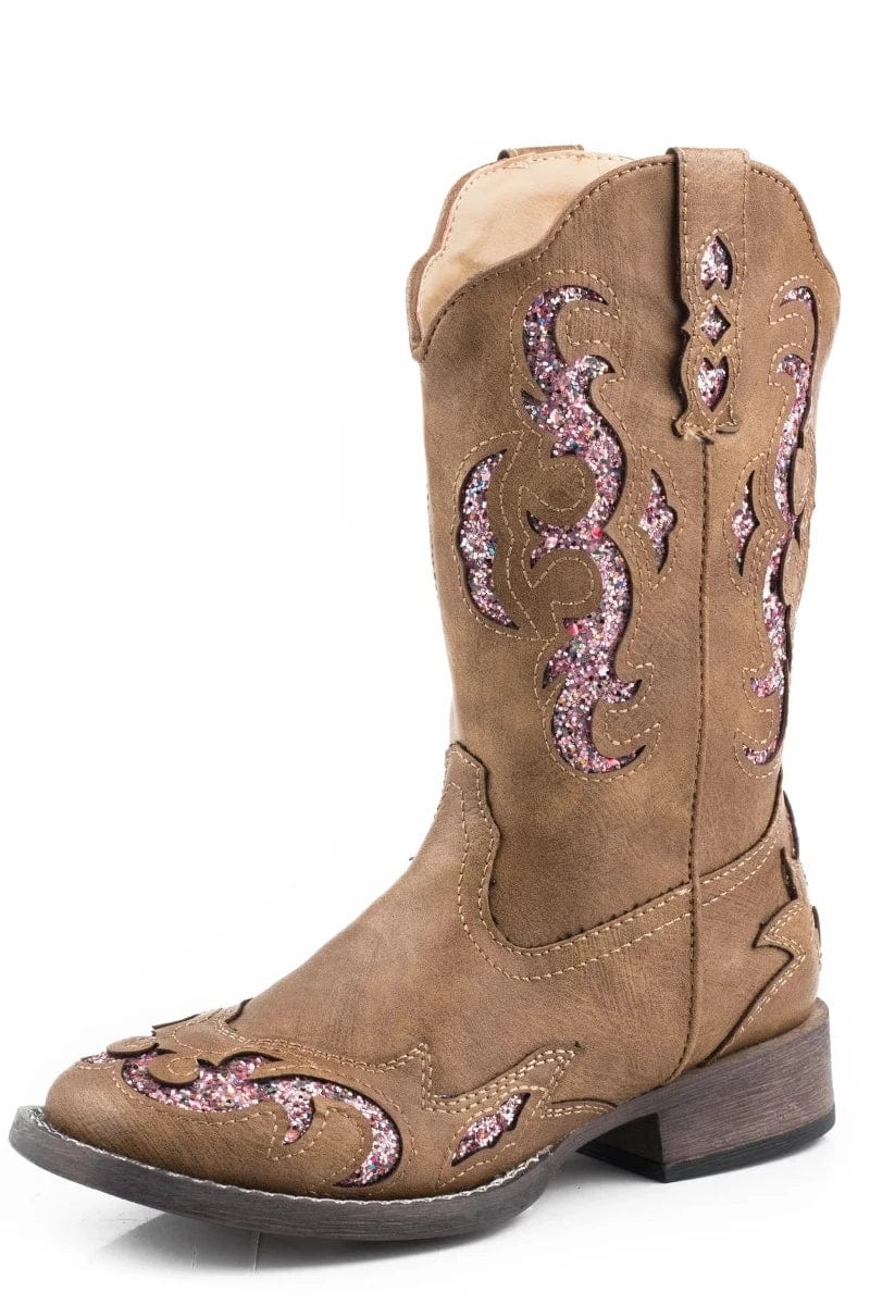 Roper Kids Boots & Shoes CH 9 / Tan/Pink Glitter Roper Boots Kids Gypsy