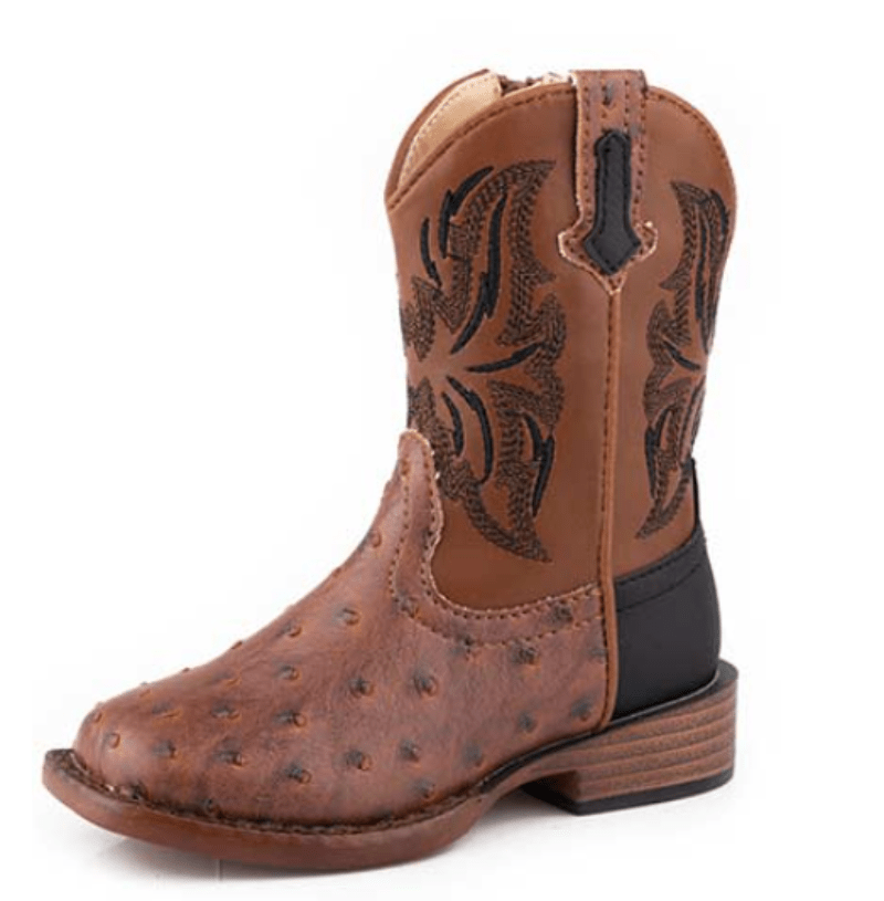 Roper Kids Boots & Shoes TOD 5 / Brown Ostrich/Brown Roper Boots Toddlers Dalton Brown Ostrich