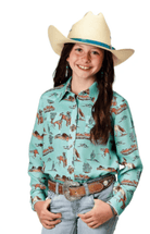 Roper Kids Shirts XS / Blue Print Roper Shirt Girls Five Star Collection