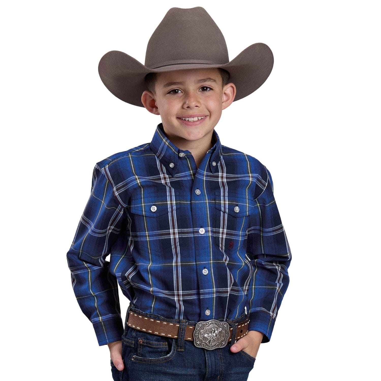 Roper Kids Shirts XS / Blue Roper Shirt Boys Amarillo Collection Plaid