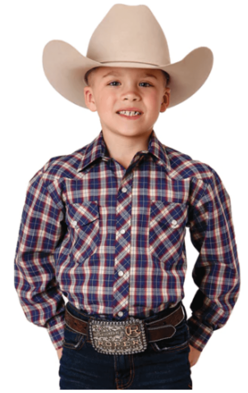 Roper Kids Shirts XS / Blue Roper Shirt Boys Karman Classic 55/45 Collection Plaid