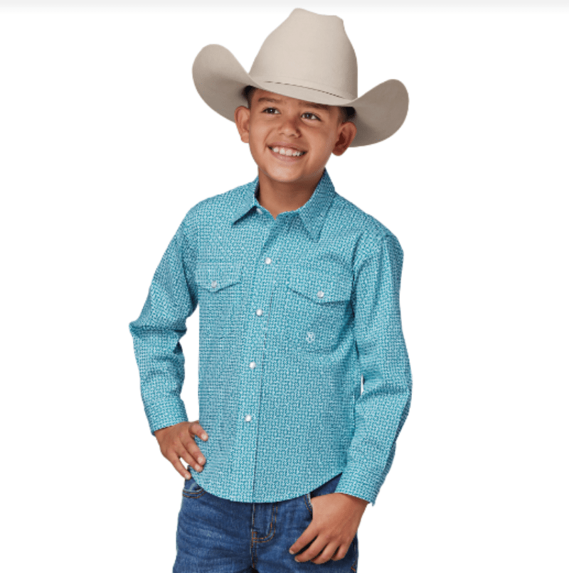 Roper Kids Shirts XS / Green Print Roper Shirt Boys Amarillo Collection