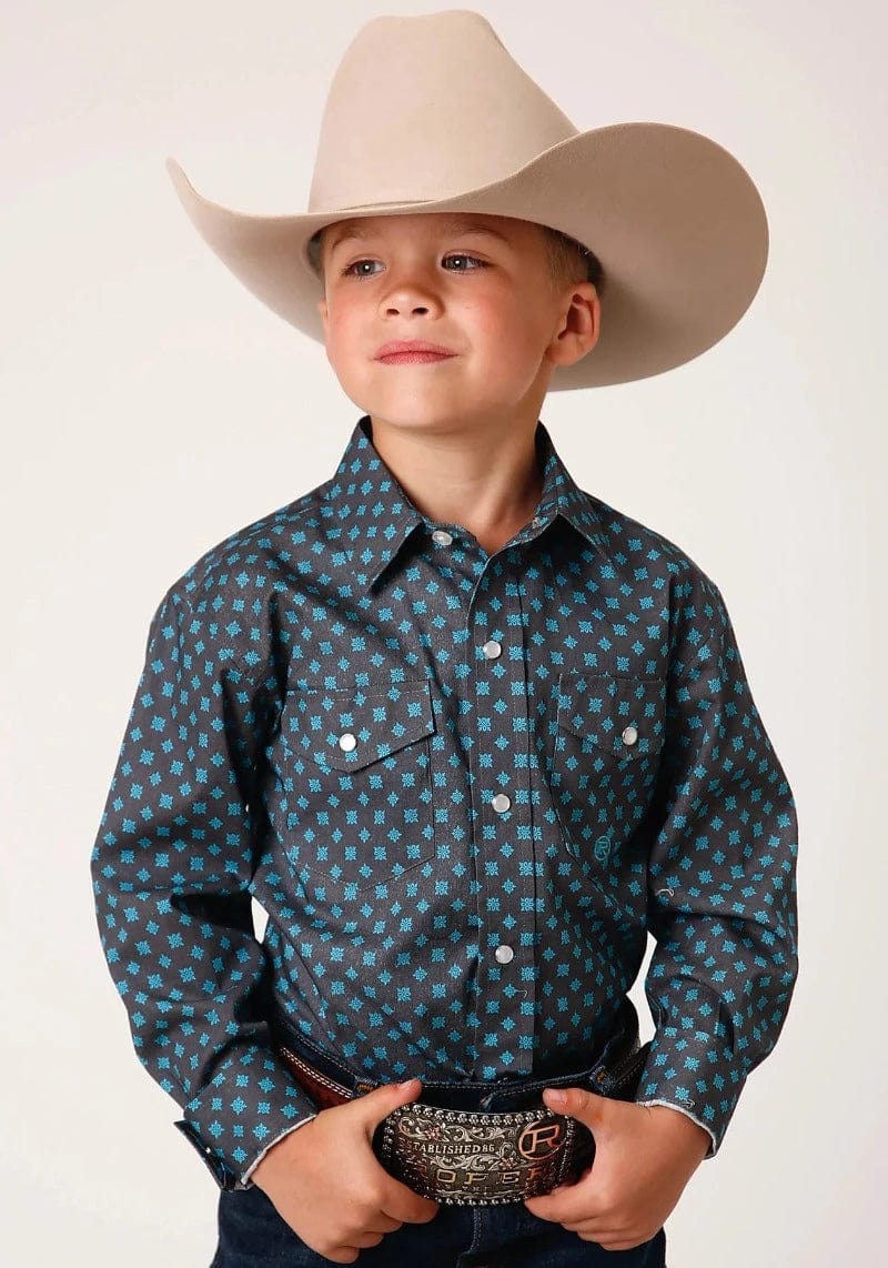 Roper Kids Shirts XS / Grey Print Roper Shirt Boys Amarillo Collection (03-030-0225-2018)