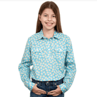 Roper Kids Shirts XS / Teal Daisies Just Country Workshirt Girls Harper