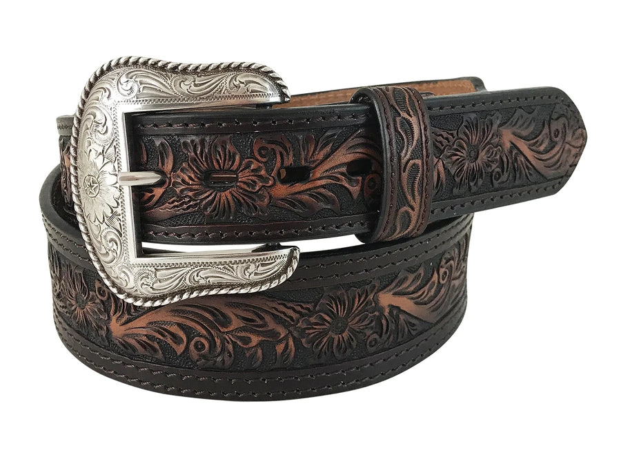 Roper Mens Belts 32in Roper Belt Mens Hand Tooled Floral Design (8634500)