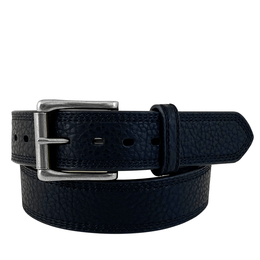 Roper Mens Belts 34in / Black Roper Belt Mens Pebble Grain Leather Triple Stitch