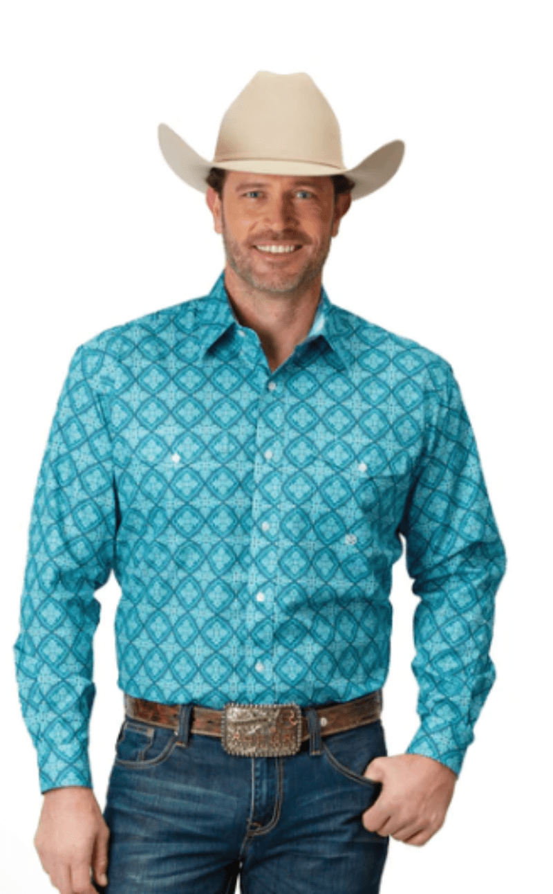 Roper Mens Shirts S / Blue Print Roper Shirt Mens Amarillo Collection
