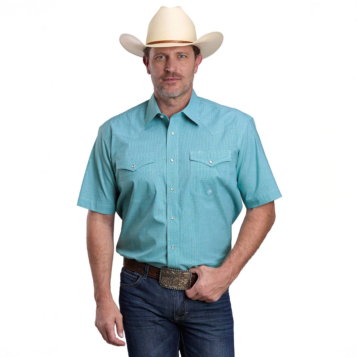 Roper Mens Shirts S / Blue Roper Shirt Mens Amarillo Collection Check