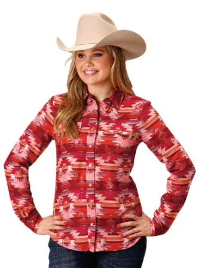 Roper Womens Shirts S / Red Print Roper Shirt Womens Five Star Collection (03-050-0590-6105)