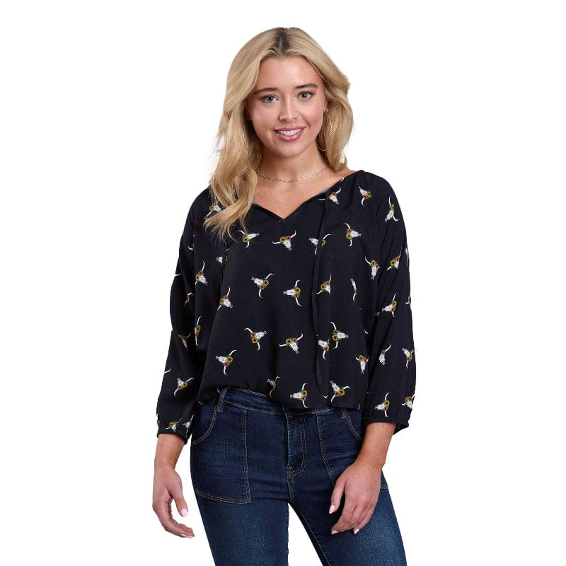 Roper Womens Shirts XS / Black Roper Top Womens Five Star Collection Print