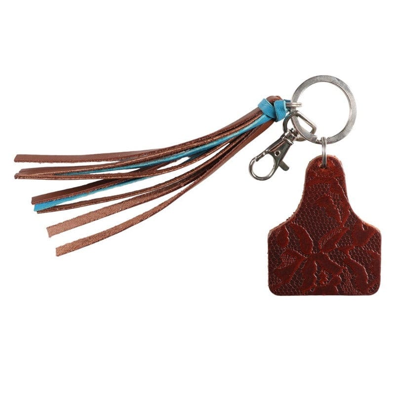 Saddlery Trading Company Gifts & Homewares Brown Ear Tag Tassel Key Ring (GFT9815)