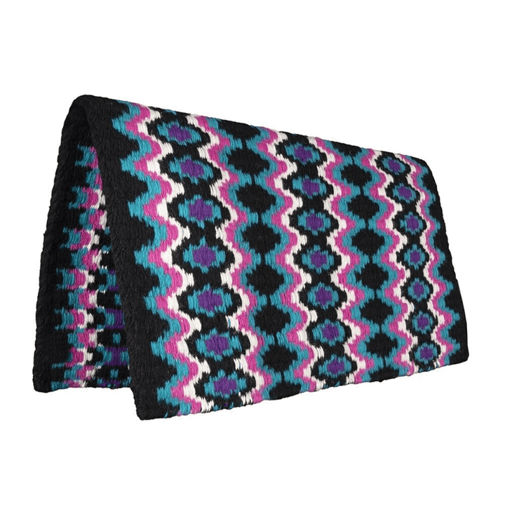 Saddlery Trading Company Saddle Pads Western 32x34in / Pink/Blue/Black Fort Worth Mohair Saddle Blanket