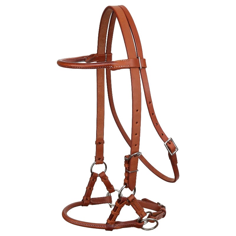Showman Bridles Cob/Full Showman Bridle Sidepull with Rolled Leather Nose