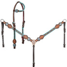 Showman Bridles Cob/Full Showman Headstall & Breastcollar Set Turquoise Trailblazer