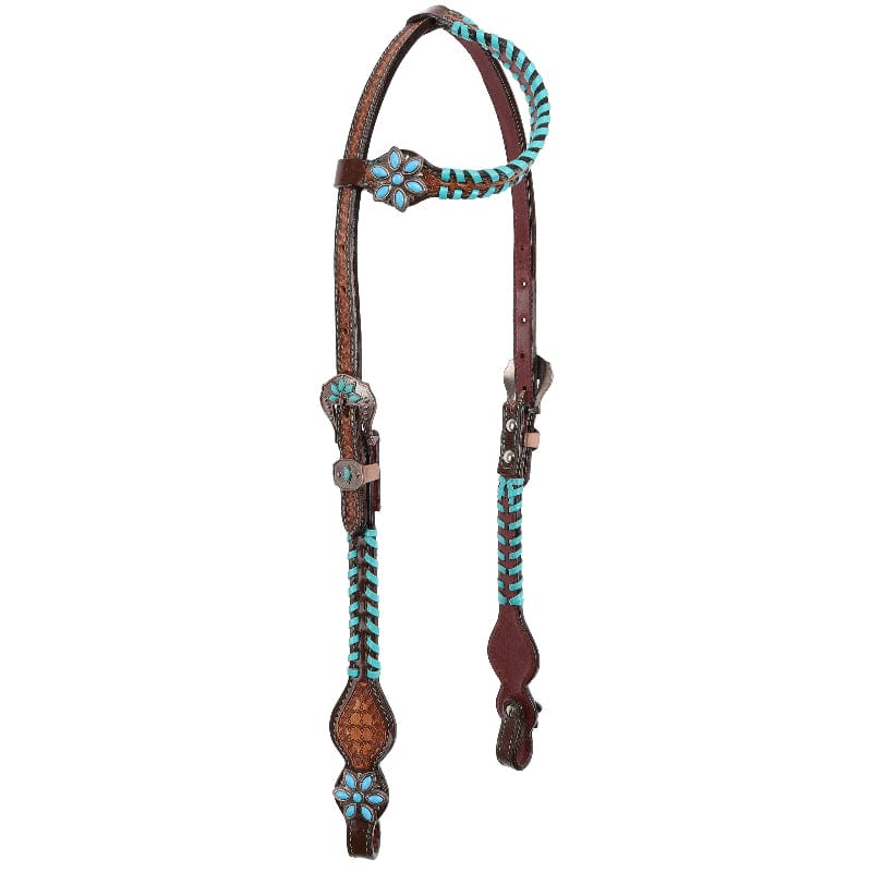 Showman Bridles Cob/Full Showman Headstall & Breastcollar Set Turquoise Trailblazer