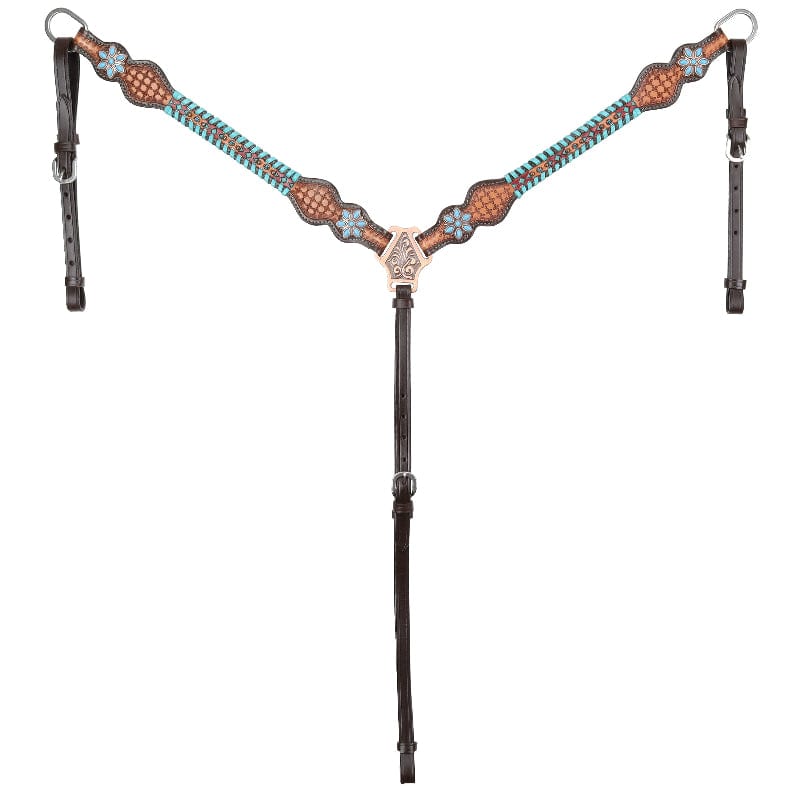 Showman Bridles Cob/Full Showman Headstall & Breastcollar Set Turquoise Trailblazer