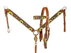 Showman Bridles Cob/Full Showman Set Headstall & Breast Collar Sunflower/Arrow/Paisley