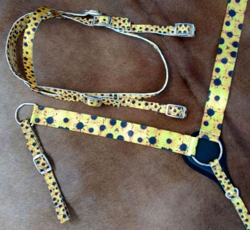 Showman Bridles Sunflower / Full Showman Bridle & Breastplate Set Nylon Print