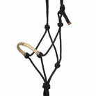 Showman Halters Cob/Full / White/Black Showman Halter & Lead Set Cowboy Knot with Rawhide Nose