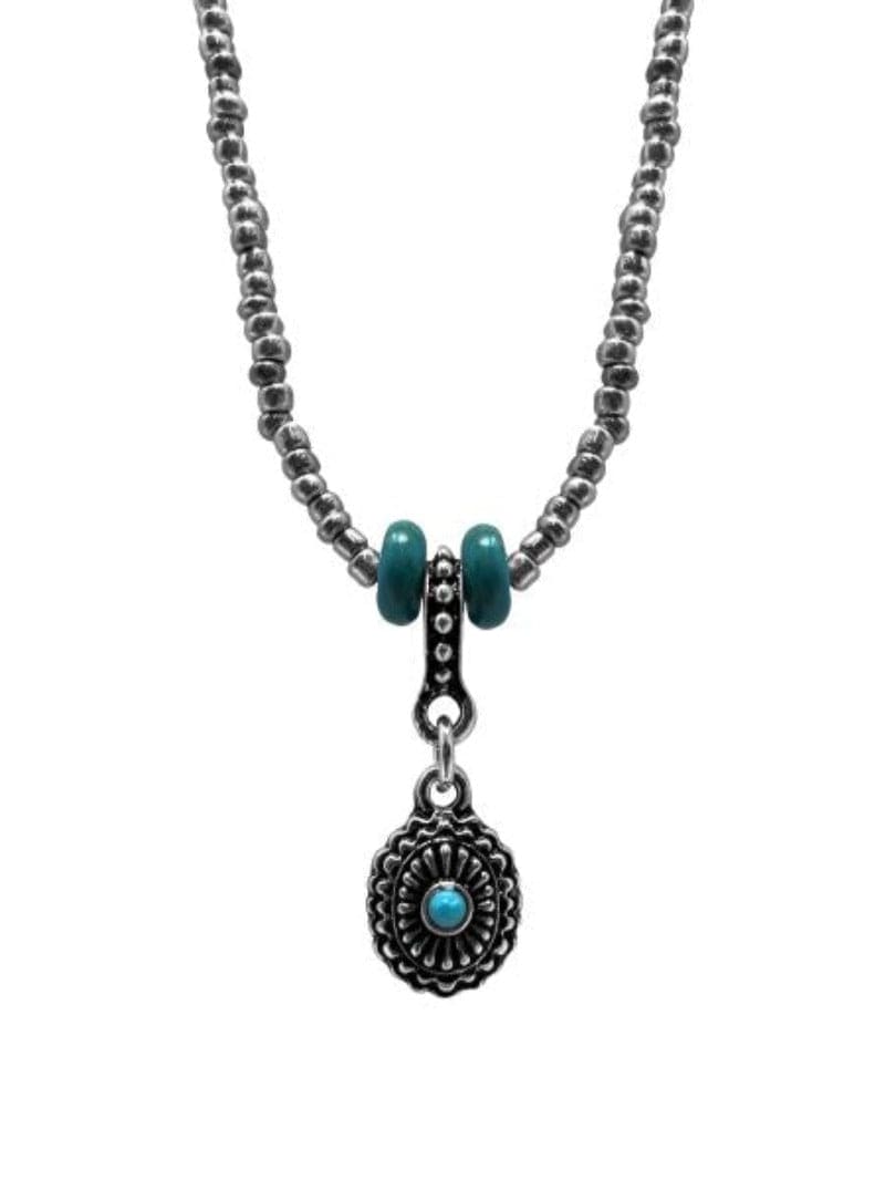 Showman Jewellery Necklace Turquoise Stone Teardrop Choker Style