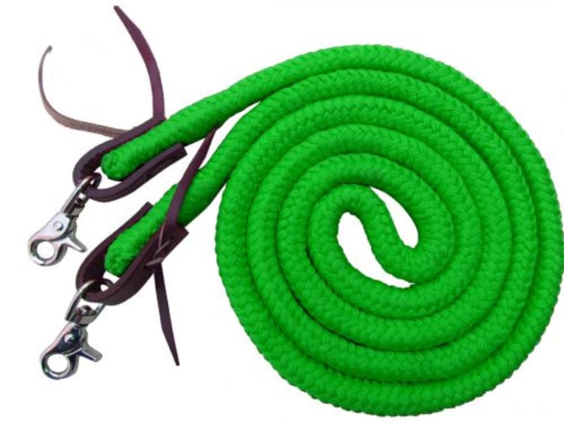 Showman Reins 8ft / Lime Green Showman Reins Soft Polyester Barrel with Snap Ends