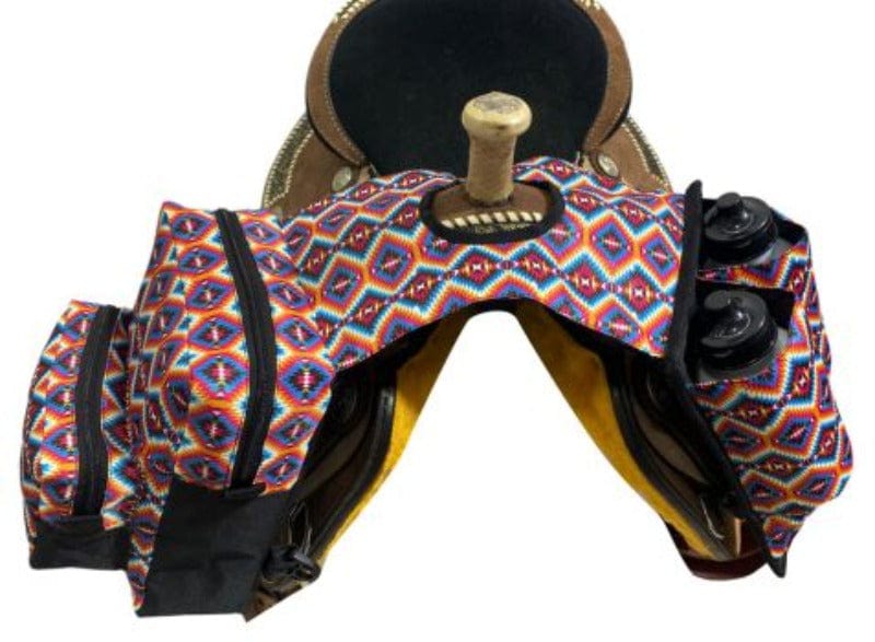 Showman Saddle Accessories Pink Aztec Showman Horn Bag Bright Pink Aztec
