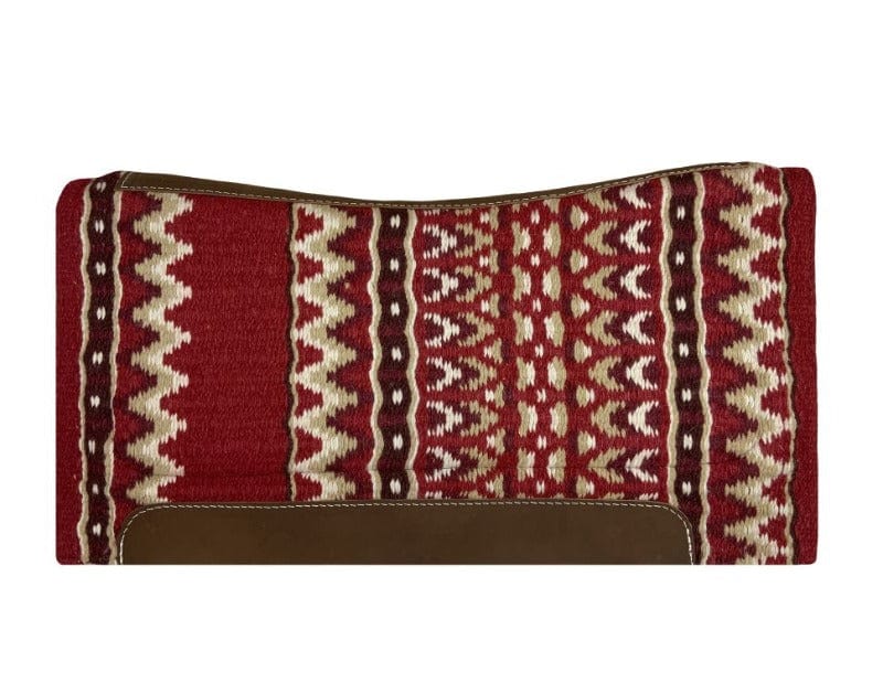 Showman Saddle Pads Western 36x34 / Red/Cream/Tan Showman Western Saddle Pad Wool with Memory Foam (SH2001)