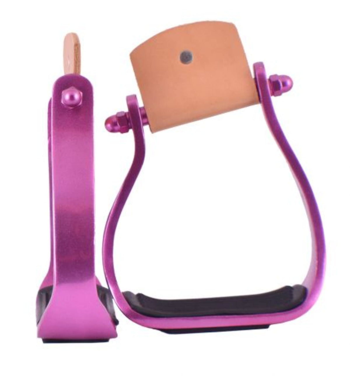 Showman Stirrups Pink Showman Oxbows Angled Aluminium