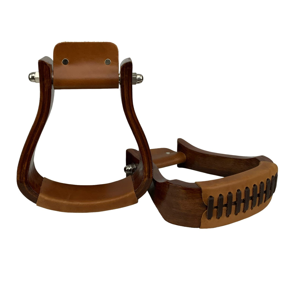 Showman Stirrups Showman Oxbows Wooden Dark Finish