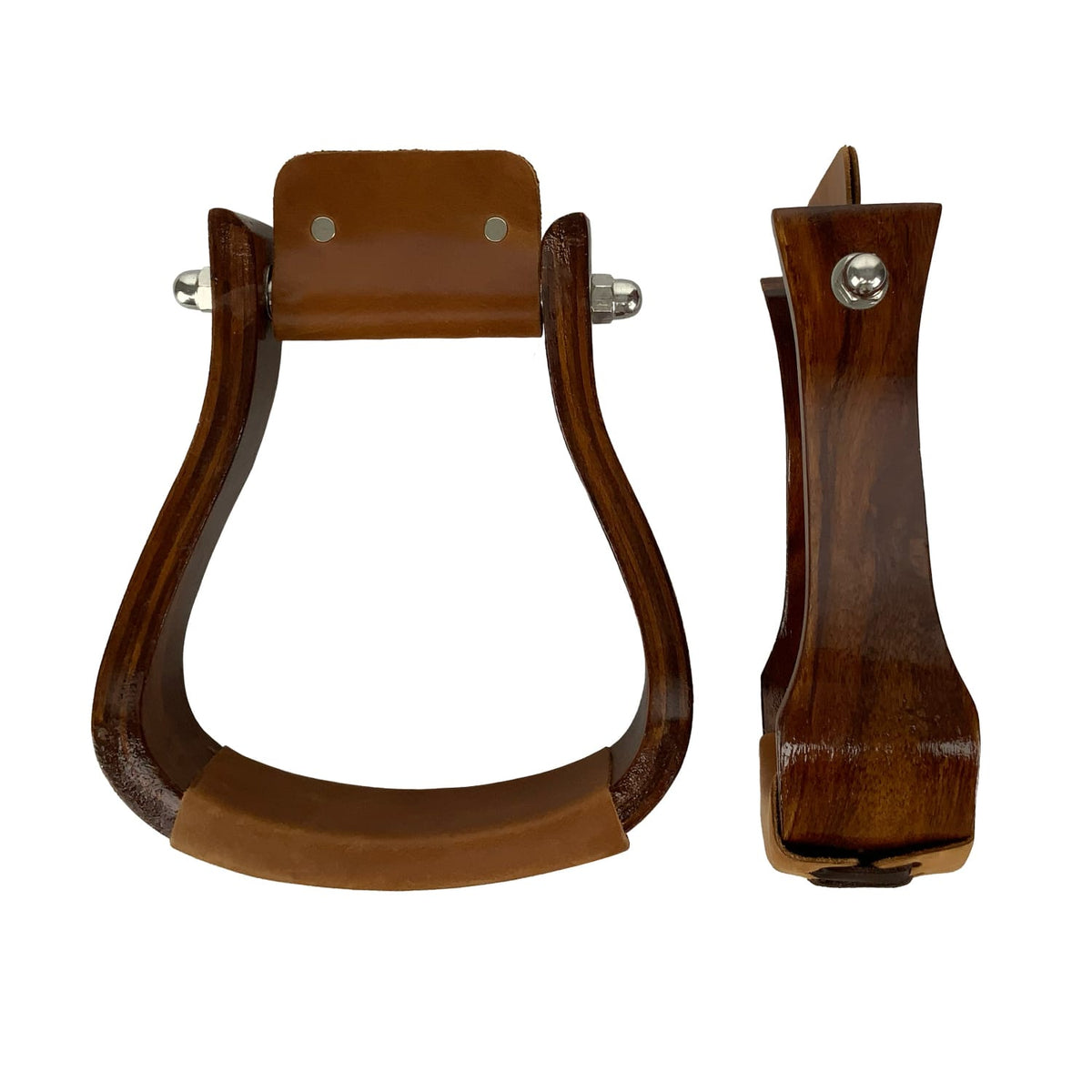 Showman Stirrups Showman Oxbows Wooden Dark Finish