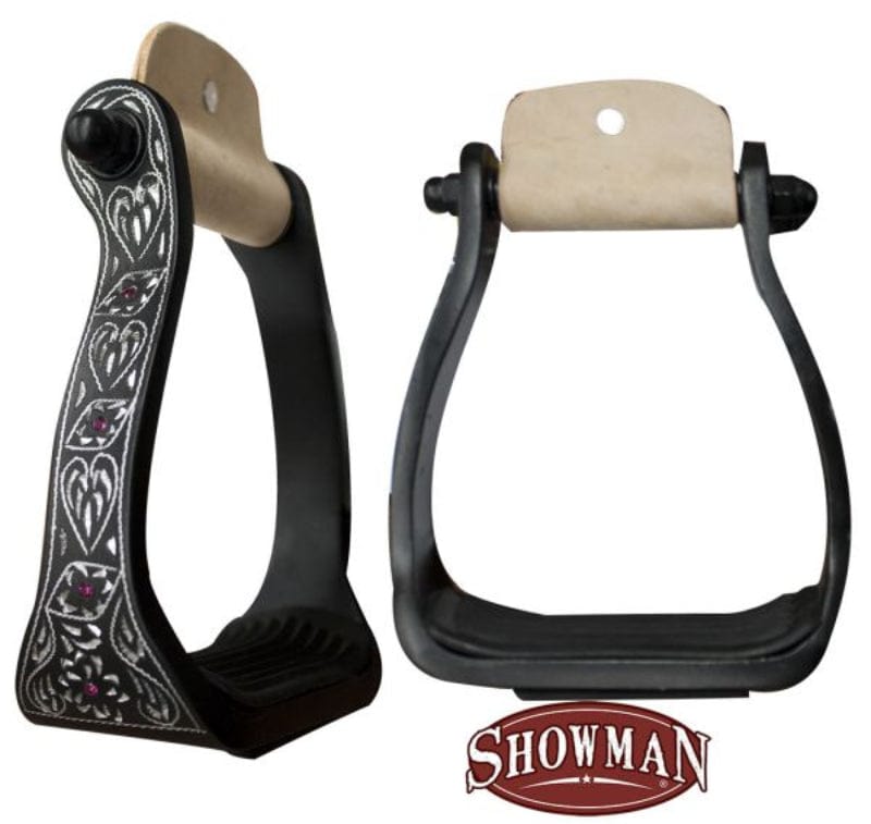 Showman Stirrups Showman Stirrups Black Engraved with Rhinestones