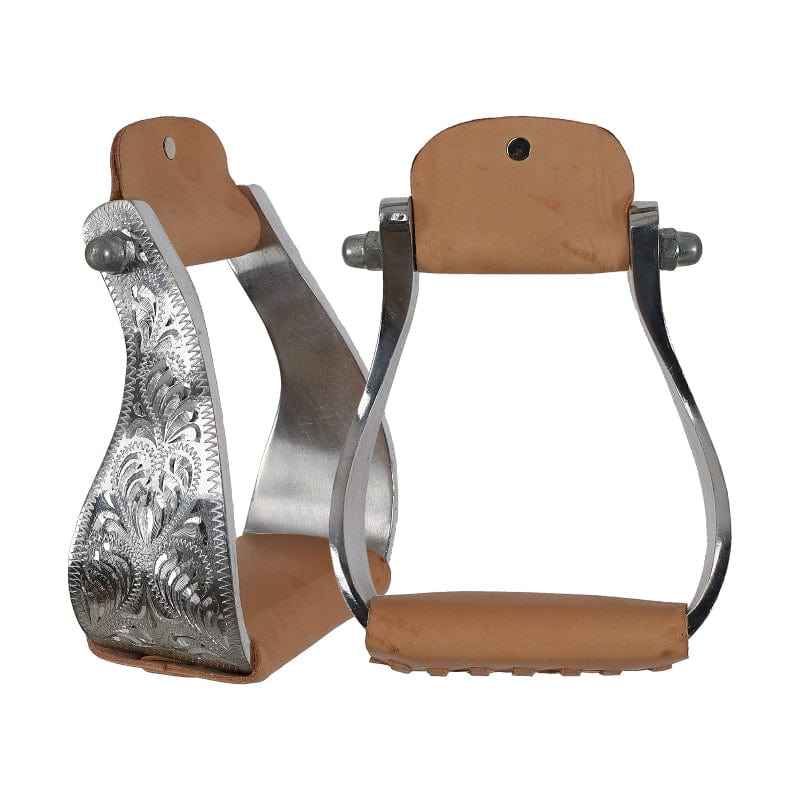 Showman Stirrups Showman Stirrups Polished Aluminum Engraved Wide