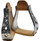 Showman Stirrups Showman Stirrups Polished & Engraved with Cutout Diamond