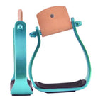 Showman Stirrups Teal Showman Oxbows Angled Aluminium