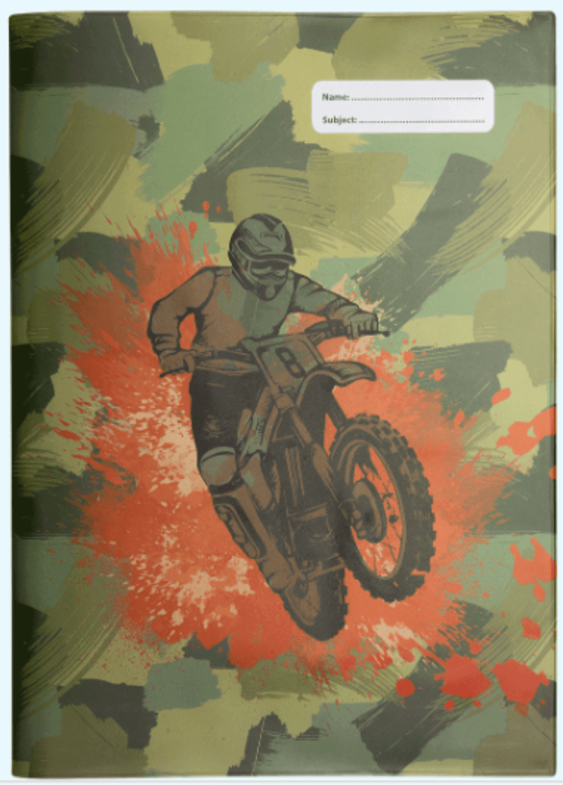 Spencil Back to School Spencil Book Cover A4 Camo Biker